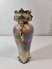 Vintage Royal Vienna Germany Vase  purple Flowers gilded Gold repaired read 