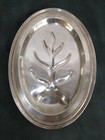 Vintage Silver Plate Footed Platter Tray Meat Serving Tray W  Well 17-3 4   