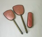 Vintage 3 Piece Regent London Gilded Dark Pink Ornate Dressing Table Vanity Set