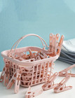30pcs Windproof Clothespins With Storage Basket  Plastic Clips  random Color 