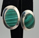 Vintage Native American Sterling Silver Malachite Earrings