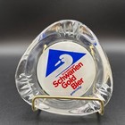 Vtg German Ashtray Glass Schwanen Gold Bier Beer Schwetzinger Triangular