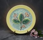Antique 19th C Victorian Staffordshire Majolica 9  Plate Strawberry Basketweave