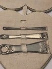 Set Of 3 Antique Sterling Bodkin Ribbon Threaders In Heart Case Holder