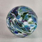 Pyromania Glass Studio Oregon Float Art Glass Green Blue Swirl Handblown 2006