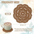 6pcs Crochet Handmade Doilies 4  Placemats Lace Coasters Light Brown