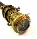 Antique Victorian Solid Brass Wooden Cane Spy Telescope   Compass Walking Stick