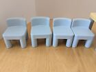Vintage Little Tikes Dollhouse Furniture Blue And White Table With 9 Chairs
