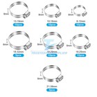 60x Adjustable Hose Clamps 8 Sizes Worm Gear Stainless Steel Clamp Assortment