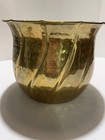 Fluted Brass Planter Fish Scale Flower Pot Vintage Mid Century Boho Gold Bowl