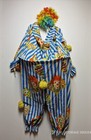 Vtg The Greatest Show On Earth Clown Costume Unisex White Blue Striped Clown Wig