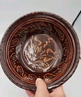 Ned Foltz Redware Folkart 2007 Pottery Floral Flower Bowl 8  