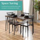 5-piece Dining Table Set With 4 Chairs Metal Wood Kitchen Breakfast Nook Brown