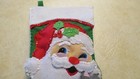 Christmas Stocking Felt Hand Stitched Design Works Santa With Kitten Finished