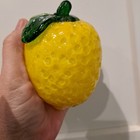 2 Vtg   Mid Century Yellow Lemon Murano Style Hand Blown Glass Fruit Decor