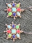 Vtg Turquoise Earrings 925 Sterling Silver Signed
