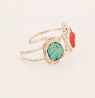Sterling Silver Native Turquoise   Coral Cuff Bracelet 6 5 