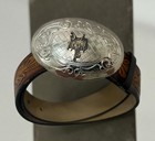 Genuine Bonded Leather Brown Kids Belt With Silver Buckle Saddle Floral Western