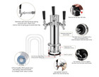 3 Tap Beer Tower  Stainless Steel 3    Flange Self-closing Beer Tap Tower Kegerato