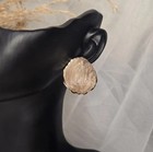 Vintage Earrings Gold-tone Metal W  Pale Pink Sparkle Enamel 80s 90s Jewelry