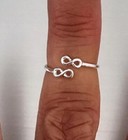 Gift For Women s Adjustable Double Tiny Infinity Toe Ring Solid Metal 925 Silver