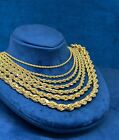 10k Yellow Gold 2 5mm - 8mm Diamond Cut Rope Chain Necklace Mens Women 7 - 26 