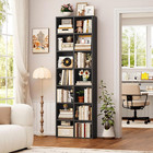 71   Tall Bookshelf With 14 Cubes  7 Tier Double Wide Black Bookshelf With 6 Adj