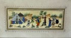Beautiful Old Pramed Persian Miniature Painting Depicting A Village Scene