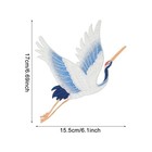 Yueton 1pair Red Crowned Crane Bird Embroidery 20cm X 15cm  Bule And White