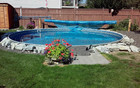 Dominica 52  H Round Semi Inground Pool Kit  choose Size   Step Option 