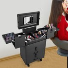Pro Rolling Aluminum Makeup Train Case Salon Cosmetic Trolley Organizer Box