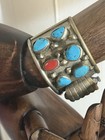 Vintage Navajo Men   s Sterling Silver Turquoise Coral Watch Cuff Croton Runs