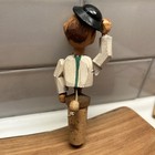 Vintage Anri Hand Carved Wooden Bottle Stopper Wine Cork Mechanical Head hat Arm