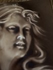 Antique Low High Relief Art Tile Classical Profile Of Woman 6    Brown