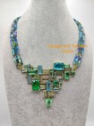 Nwot Heidi Daus Gem Crystal Geometric Art Deco Statement Necklace Green