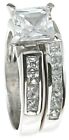 2 Ct Sterling Silver Princess Cut Wedding Engagement Cubic Zirconia Ring Set 