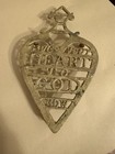 Antique Victorian Brass Motto Trivet  give Your Heart To God Now  Rare