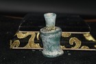 Rare Ancient Roman Glass Bottle Container With Blue Patina In Good Condition