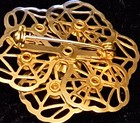 Vtg Gold Toned Powder Blue Rhinestone Brooch