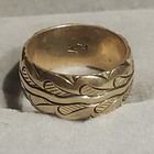14k Gold Vintage Ring Minimalist Solid 360 Carved Floral Pattern  Sz 5
