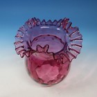 Art Glass - Cranberry Ruffled Shade For Lamp - 9 Inches