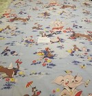 Vat Print  Juvenile Novelty Feedsack 71x32 Elephants And Rabbits  Vibrant Colors