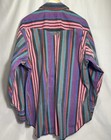 Vtg Wrangler Brushpopper Striped Pearl Snap Western Men   s Shirt 17 5-35 Rodeo