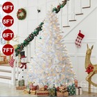 White Christmas Tree 4 5 6 7ft With Led Fairy Lights And Stand Xmas Spruce Decor