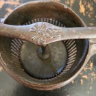 Antique Cast Iron Ricer Potato Masher Strainer Hinged Handle Heavy