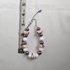 Purple Beaded Jewelry Set Necklace Bracelet Earrings Floral Rose Beads 3 Pc