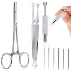 9pcs Stainless Steel Piercing Tool Kit - Ball Grabber  Screw Remover   Bead Clam