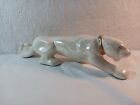 Ceramic Glazed White Stalking Panther  Mid Century Modern Mcm Art Deco 20 Inches
