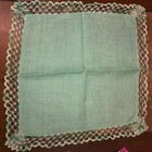 Antique Mint Green Tatted Lace Handmade Romantic Fancy Handkerchief Vtg