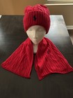 Ralph Lauren Red   Blue Pony Men Women Scarf And Beanie Hat 2 Piece Set Gift